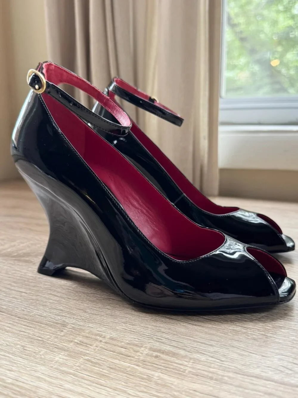 New Reformation x Camille Rowe Cheri Wedge Heels Black 7